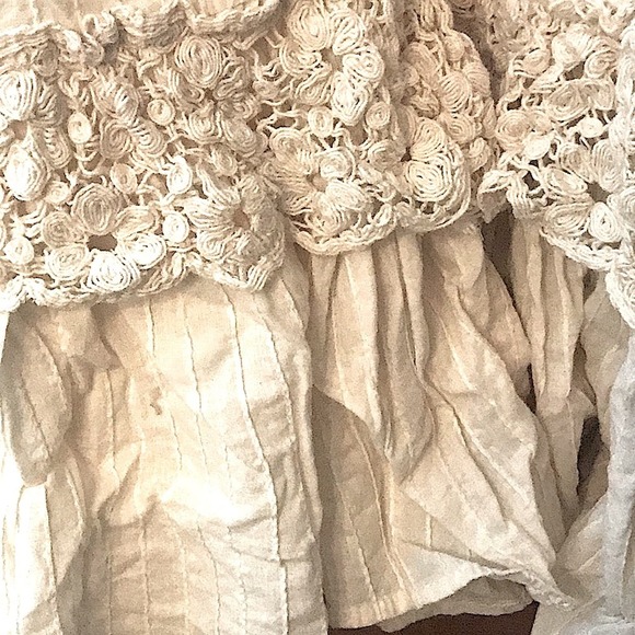 1970s VINTAGE Ivory Crochet Embellished Maxi Dress with Full Skirted Design XSM - Picture 7 of 11